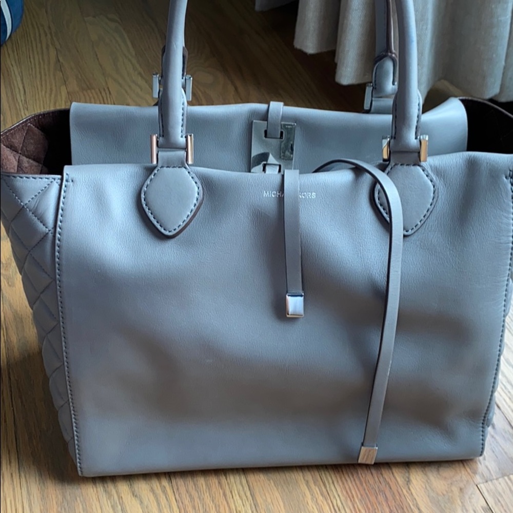 Michael Kors collection gray leather handbag